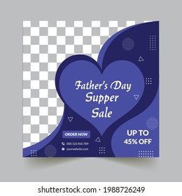 Happy Fathers Day Social Media Post Banner Sale Promotion and shopping template for Father's Day.