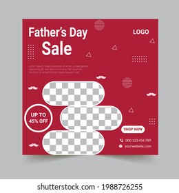 Happy Fathers Day Social Media Post Banner Sale Promotion and shopping template for Father's Day.