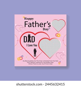 Happy Father's Day for social media post template editable social post banner