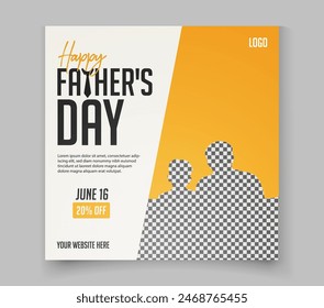 Happy Father's day social media post design for Online sale discount fashion business offer promotion banner