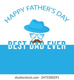 Happy Father's Day social media poster with moustache template design