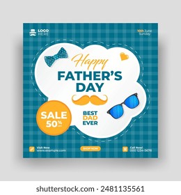 Happy father's day social media sale promotion banner template design