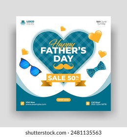 Happy father's day social media sale promotion banner template design