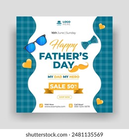 Happy father's day social media sale promotion banner template design
