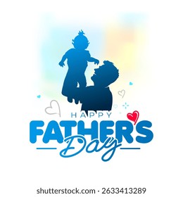 Happy Father's Day social media post design. Father playing and kids activity silhouette isolated on white background.