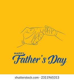 Happy fathers day son and father hand line art vector