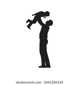 Happy Father's day. Father's and son, silhouette a man and a boy.
