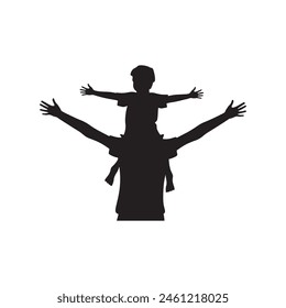 Happy Father's day. Father's and son, silhouette a man and a boy.