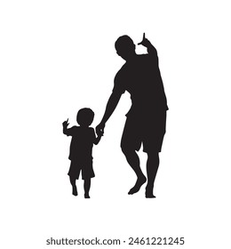 Happy Father's day. Father's and son, silhouette a man and a boy.