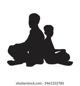 Happy Father's day. Father's and son, silhouette a man and a boy.