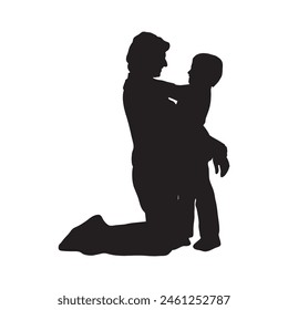 Happy Father's day. Father's and son, silhouette a man and a boy.