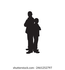 Happy Father's day. Father's and son, silhouette a man and a boy.