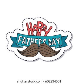 happy fathers day, sticker. isolated on white background. doodle design