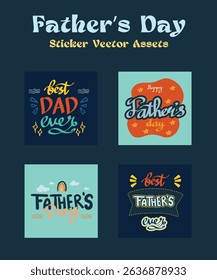 Happy Father's Day Sticker set Greetings card Poster Decoration