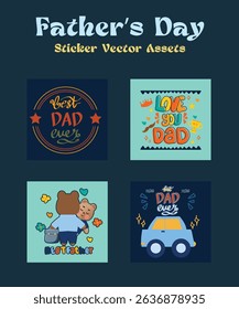 Happy Father's Day Sticker set Greetings card Poster Decoration