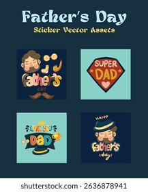 Happy Father's Day Sticker set Greetings card Poster Decoration