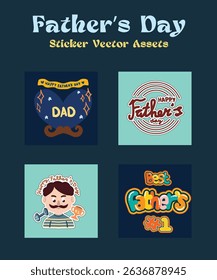 Happy Father's Day Sticker set Greetings card Poster Decoration