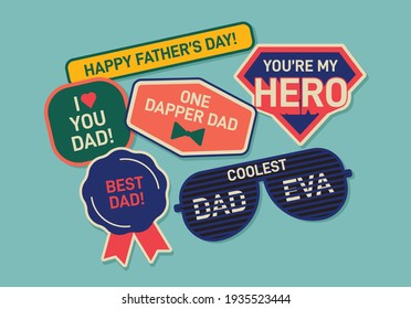 happy father's day stickers design template vector and illustration