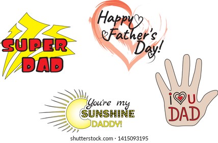 Happy Father's Day 
stickers in vector. Beautiful background or cute sticker.