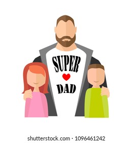 Happy Father's Day . Super dad.Happy family. Father and child.