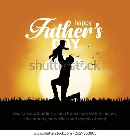 happy fathers day super hero  dad Side View of Lifting Up Baby. abstract vector illustration design