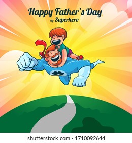 Happy Father's Day Superhero dad and child