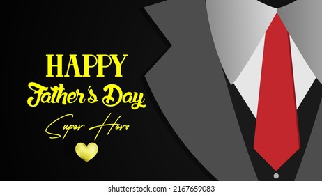 Happy Fathers Day Superhero. Poster or banner template design Vector illustration