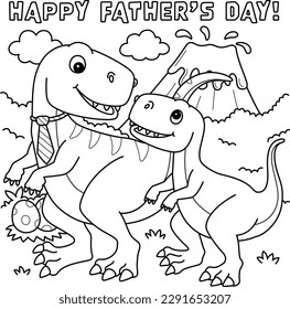 Happy Fathers Day T Rex Coloring Page for Kids