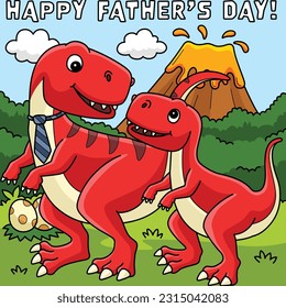Happy Fathers Day T Rex Colored Cartoon 