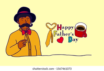 happy father's day template background with father's and child, vector illustration 
