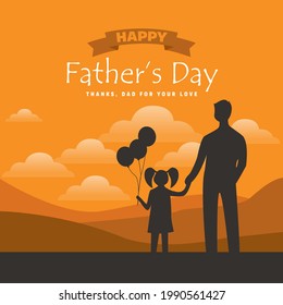 Happy Father's Day template design. vector illustration of father and child hugging and play together. Father's day greetings Vector illustration.