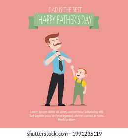 Happy Father's Day template design. vector illustration of father and child hugging and play together. Father's day greetings Vector illustration.