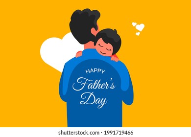 Happy Father's Day template design. vector illustration of father and child hugging and playing together. Father's day greetings Vector illustration.
