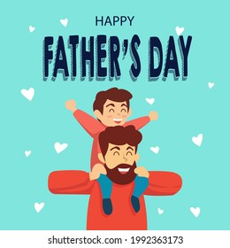 Happy Father's Day template design. vector illustration of father and child hugging and play together. Father's day greetings Vector illustration.