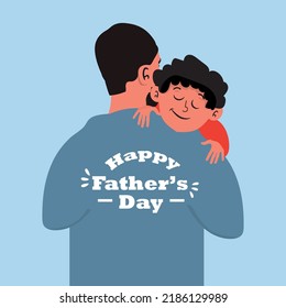 Happy Father's Day template design. vector illustration of father and child hugging and playing together. Father's day greetings Vector illustration.