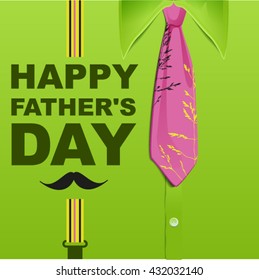 Happy Fathers Day. Template green greeting card. Illustration in vector format