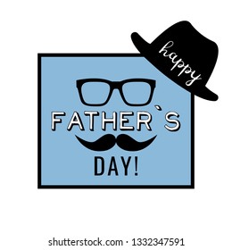 Happy Fathers Day template greeting card. Fathers day Banner, flyer, invitation, congratulation or poster design. Blue and white background. Father's day concept. Vector illustration ESP10.