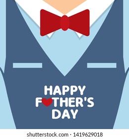 Happy Father's Day template / greeting card with father's clothes vector illustration