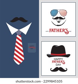 Happy Fathers Day template greeting card. 