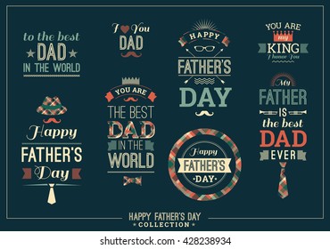 Happy Father's Day templates In Retro Style. Vector illustrations.