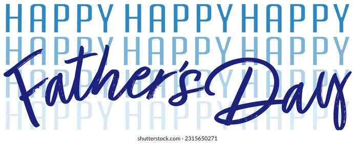 Happy Father's Day Text in Blue on White Transparent Background