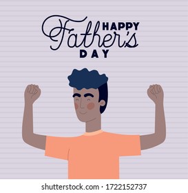 Happy fathers day text and man cartoon design, Celebration and love theme Vector illustration