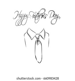 Happy Father's Day, text and tie, vector illustration, sketch 