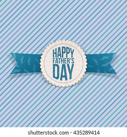 Happy Fathers Day textile Emblem with Ribbon
