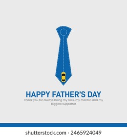 Happy father's day tie and car creative template, banner, poster, social media post, post card, greetings card, background etc. father's day conceptual design. 