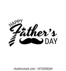 Happy Father's Day tie lettering composition silhouette banner isolated white background vector.