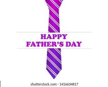 Happy Fathers Day. Tie with purple gradient isolated on white background. Vector illustration