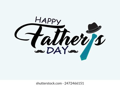 Feliz Día del Padre con corbata y letras tipográficas sobre fondo azul. Ilustración de la celebración del Vector para el mejor papá. Plantilla del día del padre para el Anuncio, tarjeta postal del volante
