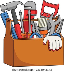 Happy Fathers Day Toolbox Cartoon Colour Clipart