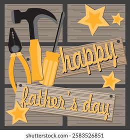 Happy father's day with tools and stars